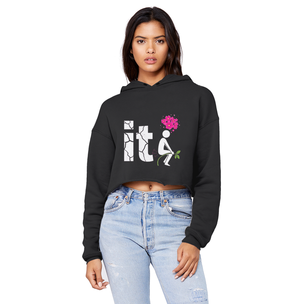 SARCASM 105 Cropped Raw Edge Boyfriend Hoodie