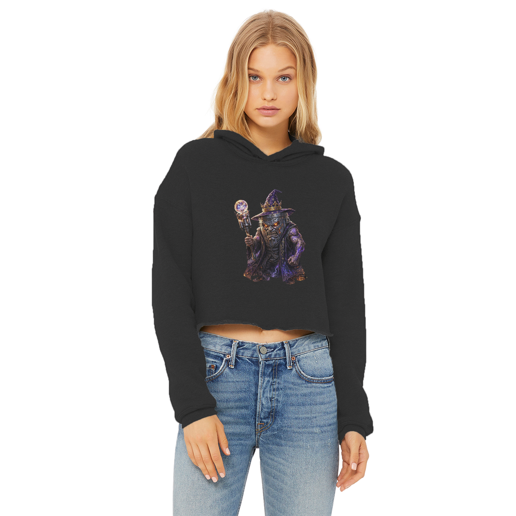 angry can man Ladies Cropped Raw Edge Hoodie