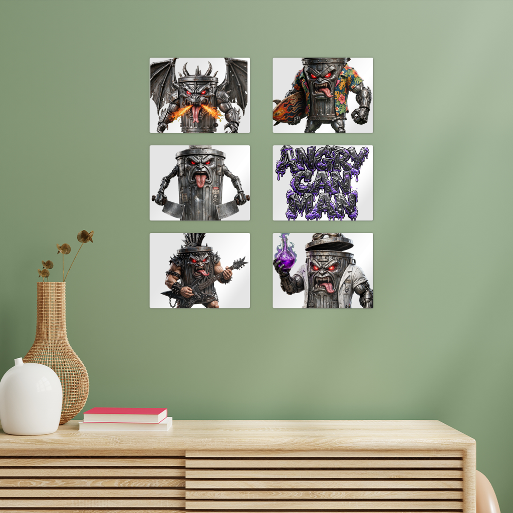 ANGRY CAN MAN 3.0 Rectangle Wall Tiles Set of 6