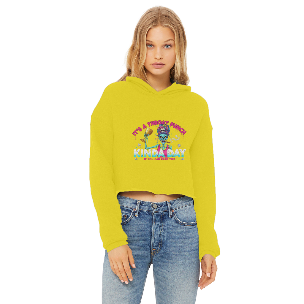 AOP Ladies Cropped Raw Edge Hoodie