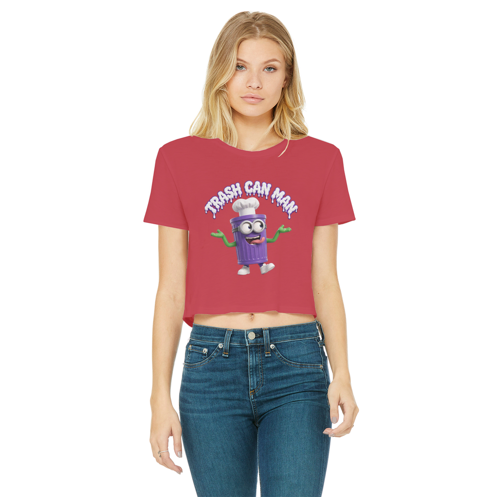 TRASH CAN MAN Classic Women's Cropped Raw Edge T-Shirt