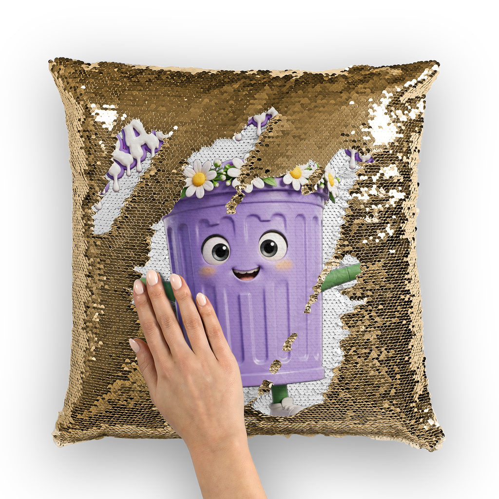 TRASH CAN MAN Sequin Cushion Cover