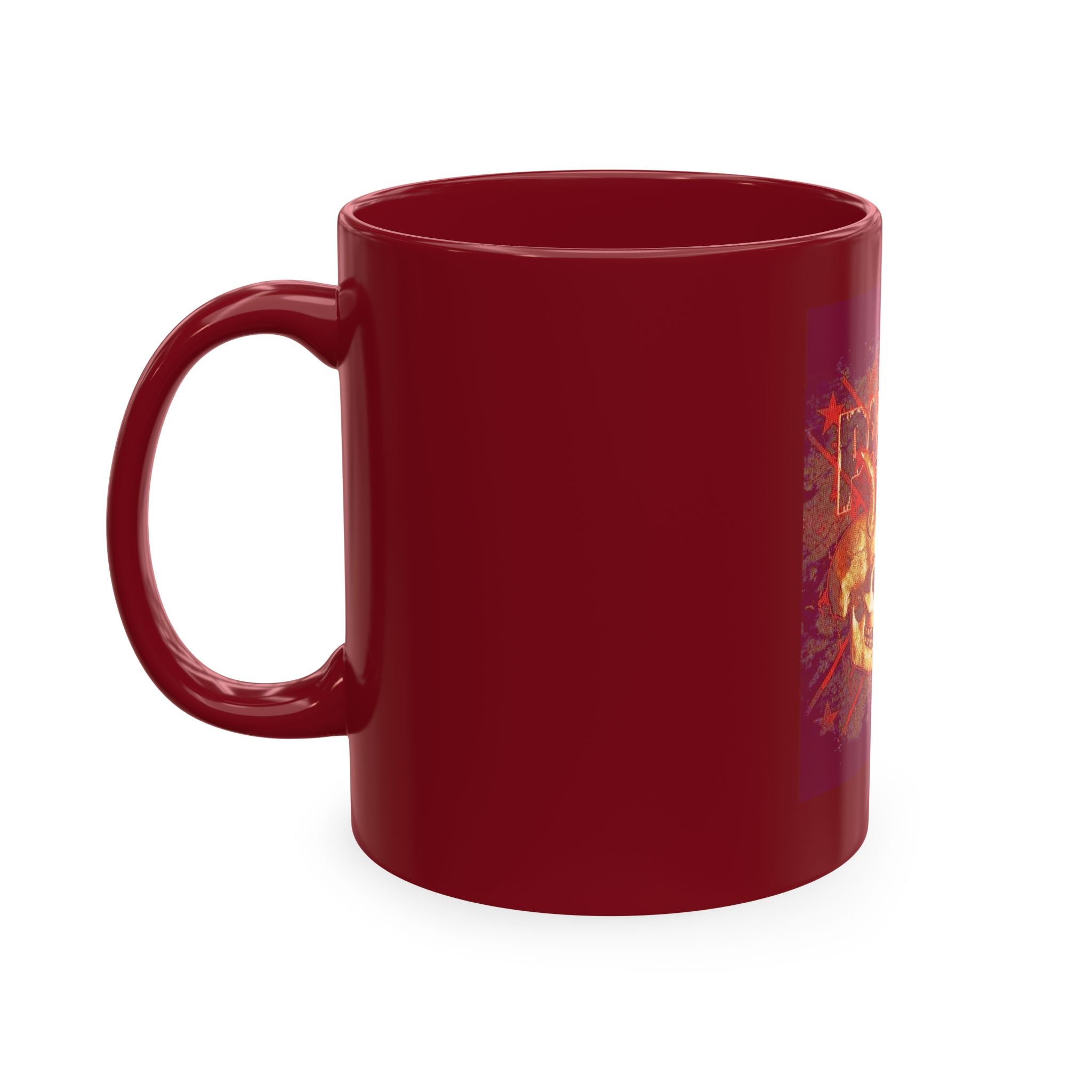 Skull Clash Ceramic Mug — Vintage Rock Tattoo Coffee Cup