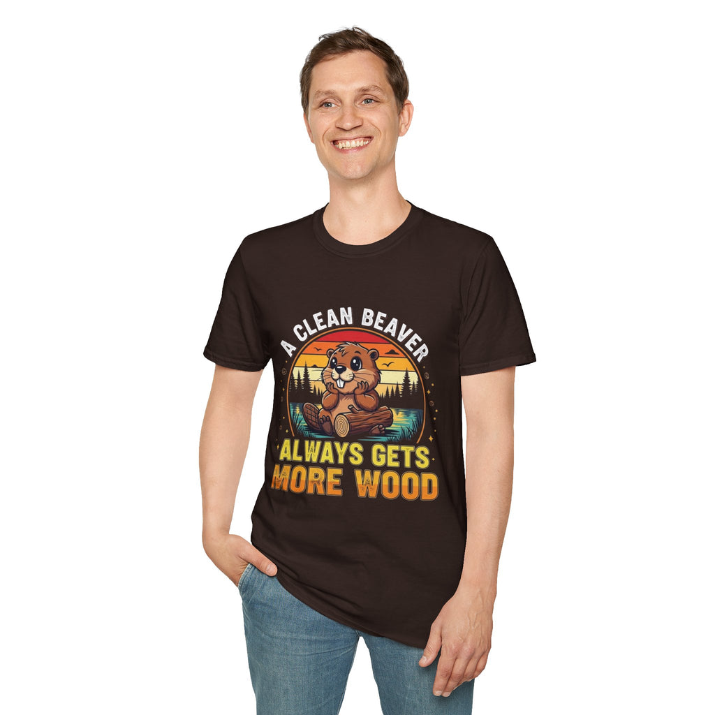 A Clean Beaver T-Shirt — "A Clean Beaver Always Gets More Wood" Retro Graphic Tee