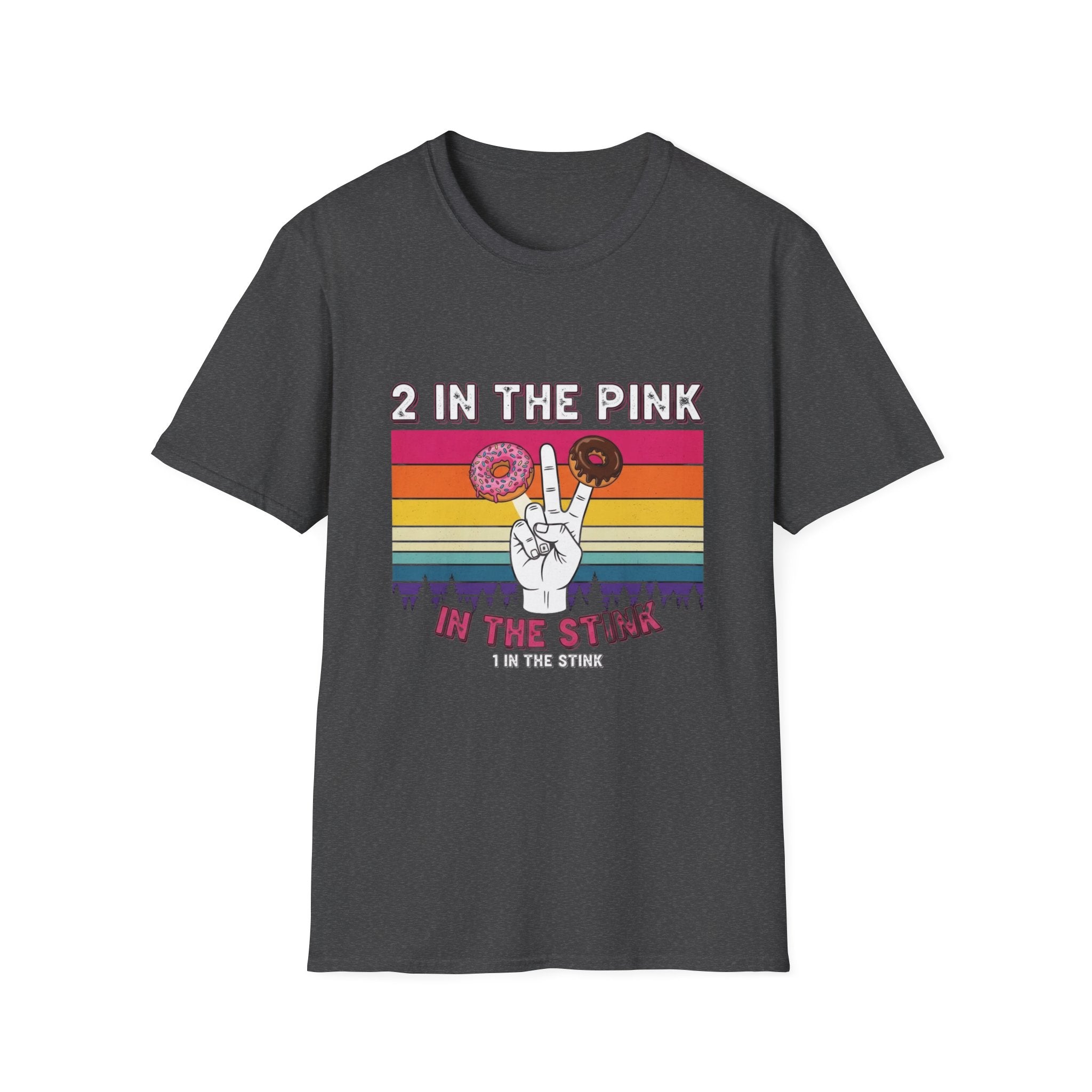 2 In The Pink Donut Peace Sign T‑Shirt — Retro Rainbow Dessert Graphic Tee