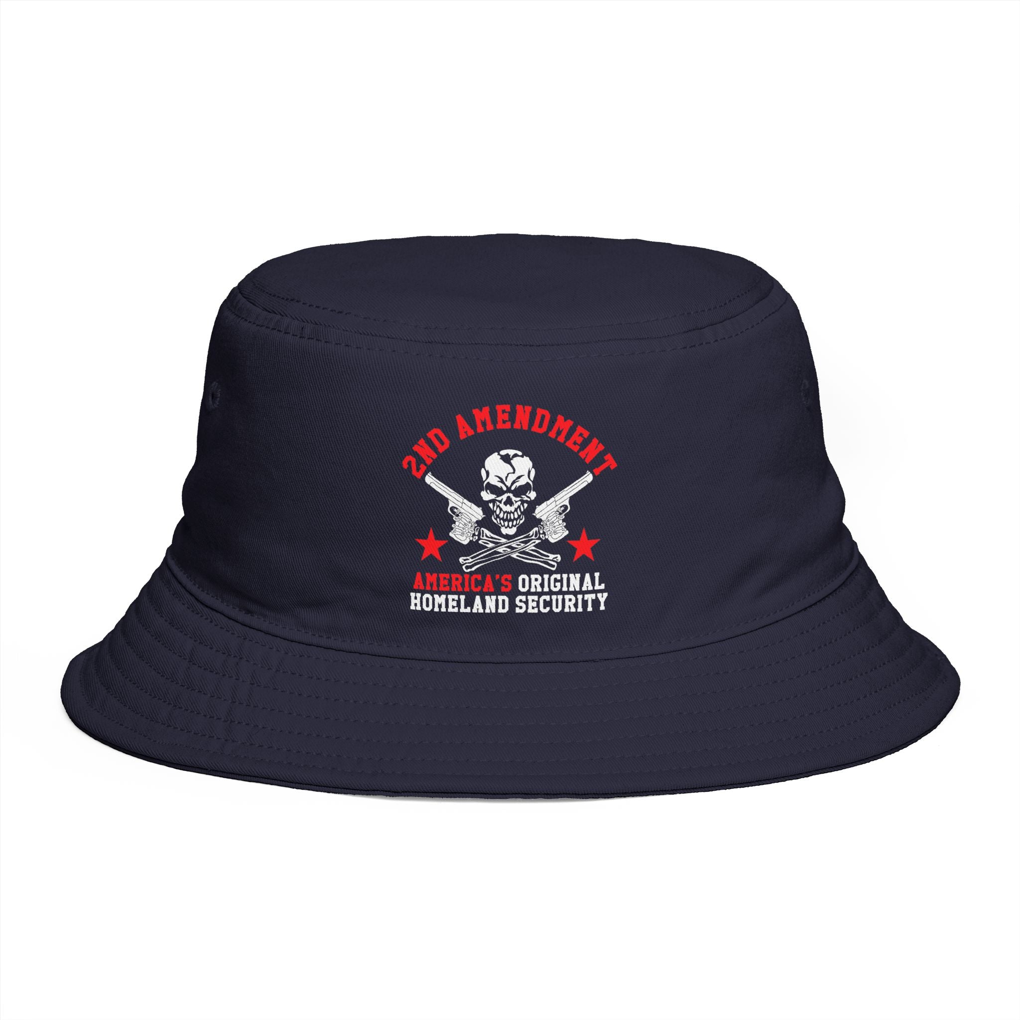 Bucket Hat - Red Liesbovt Homeland Security Skull Logo