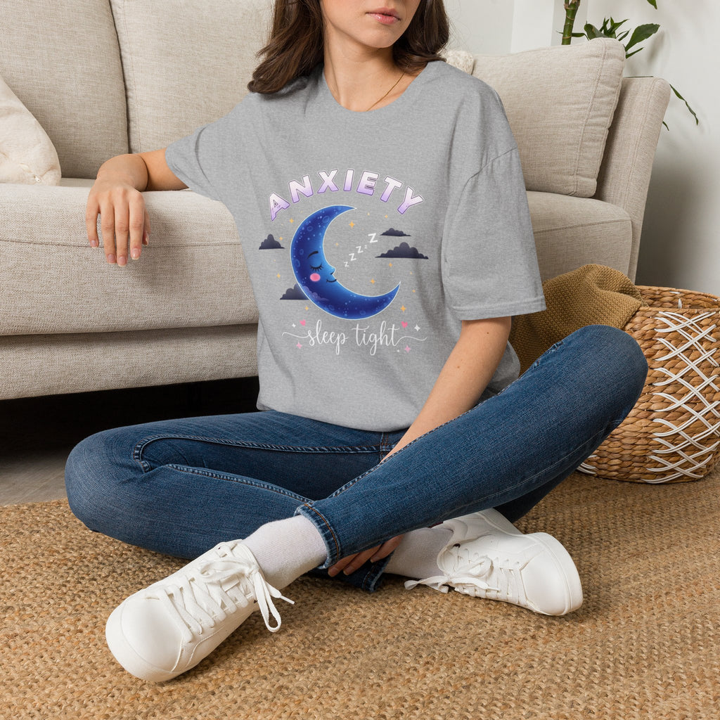 Anxiety Moon T-Shirt — 'Sleep Tight' Cute Moon & Stars Relaxation Tee
