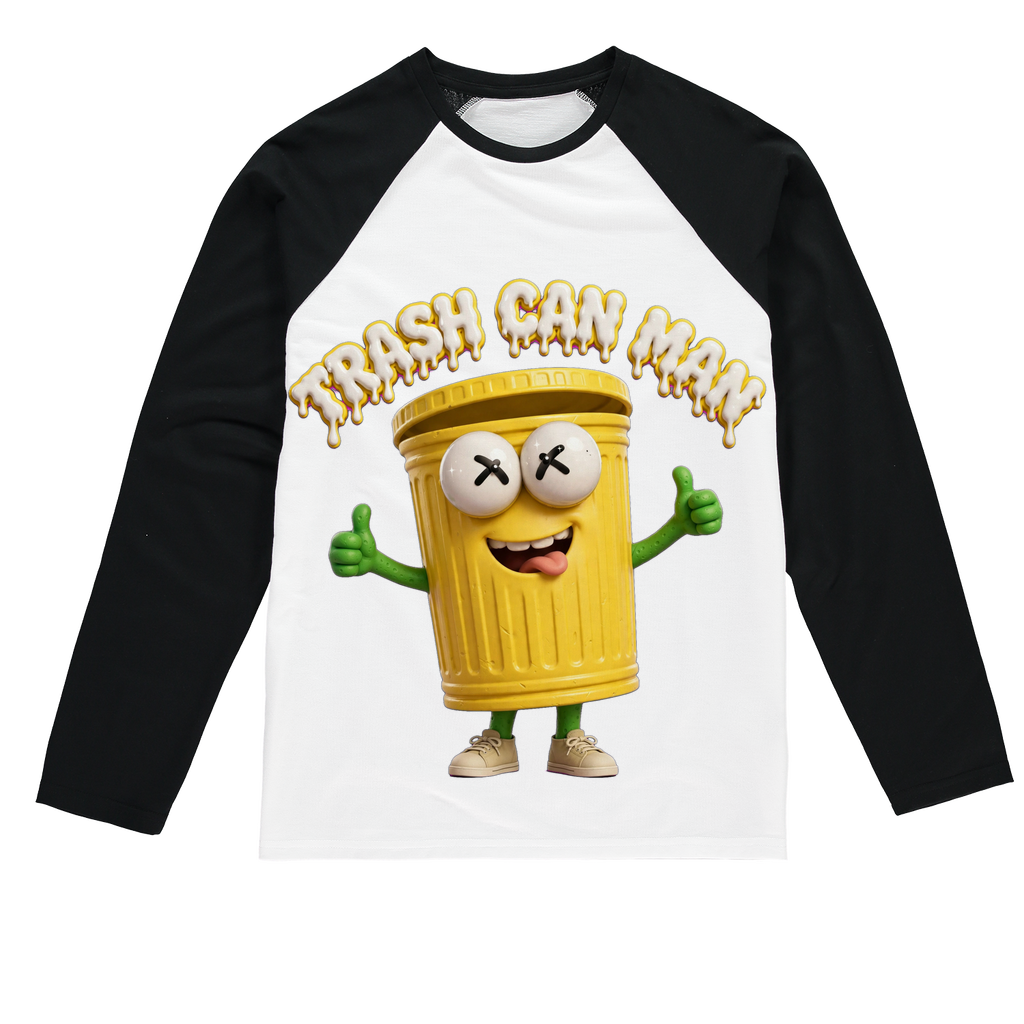 TRASH CAN MAN Sublimation Baseball Long Sleeve T-Shirt