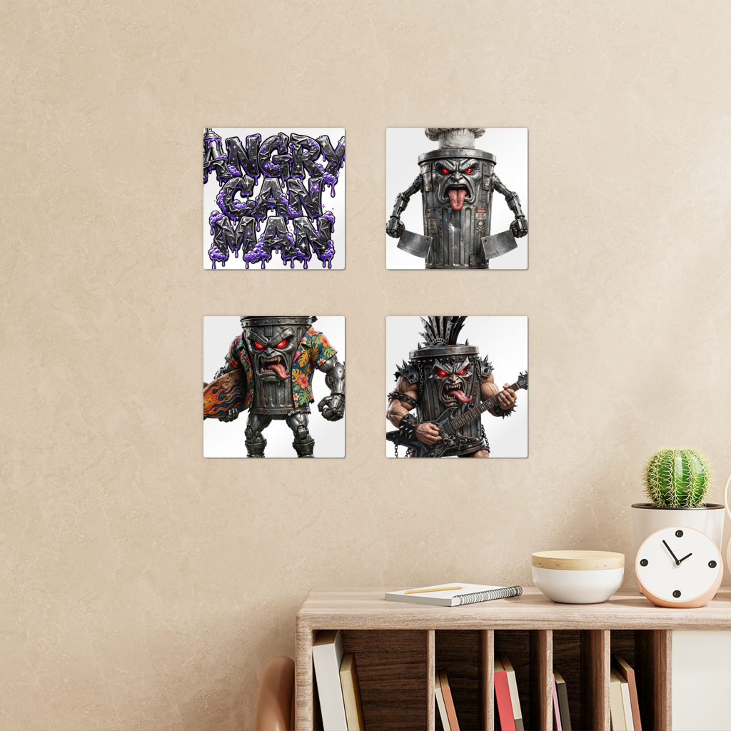 ANGRY CAN MAN 3.0 Square Wall Tiles Set of 4