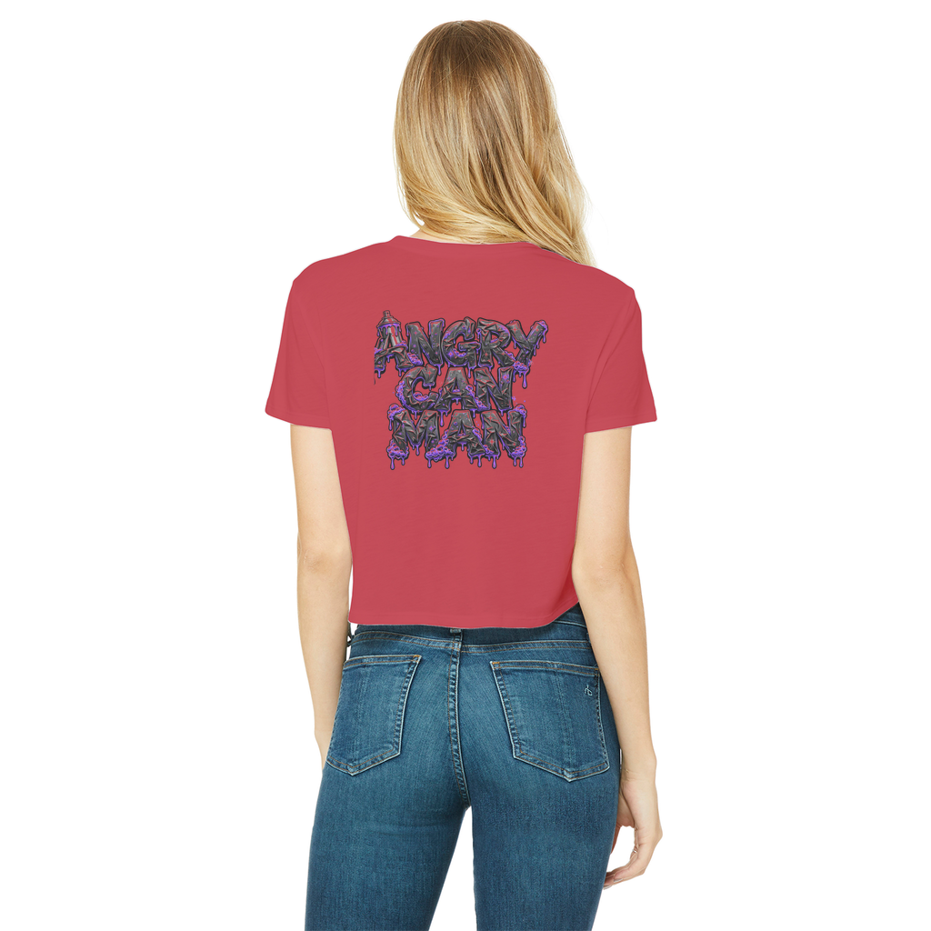 ANGRY CAN MAN 3.0 Classic Women's Cropped Raw Edge T-Shirt