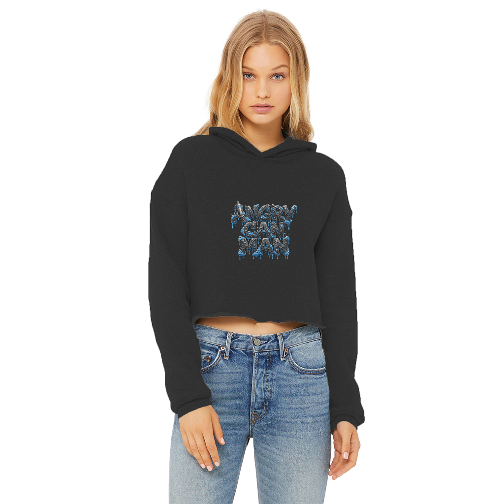 ANGRY CAN MAN 2.0 Ladies Cropped Raw Edge Hoodie
