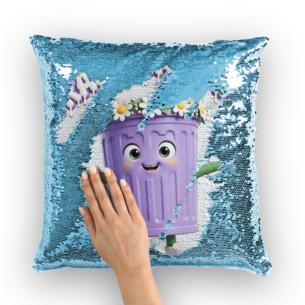 TRASH CAN MAN Sequin Cushion Cover