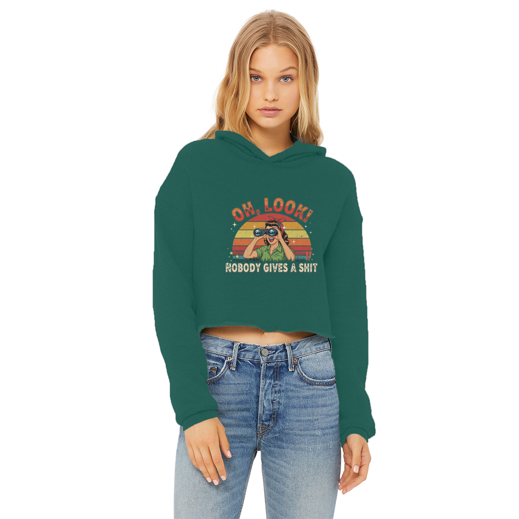 SARCASM 105 Ladies Cropped Raw Edge Hoodie