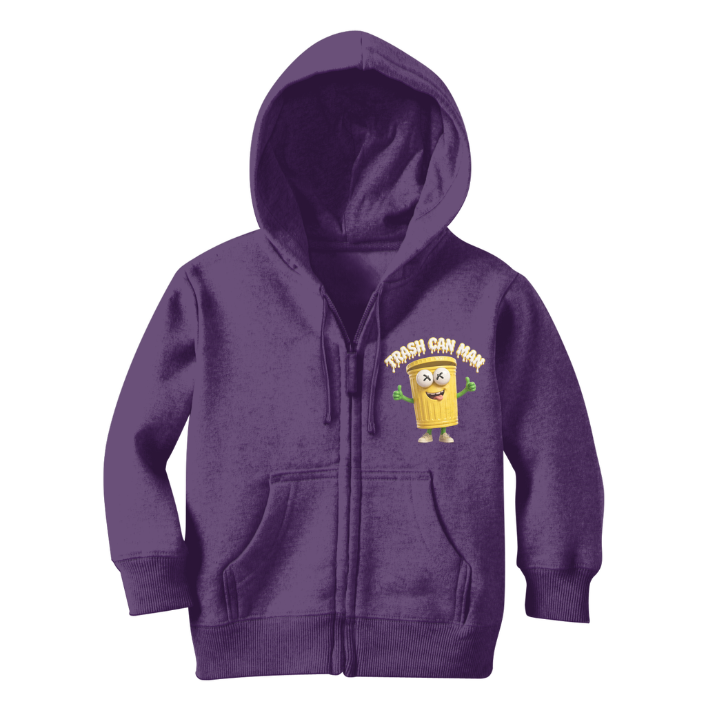 TRASH CAN MAN Classic Kids Zip Hoodie