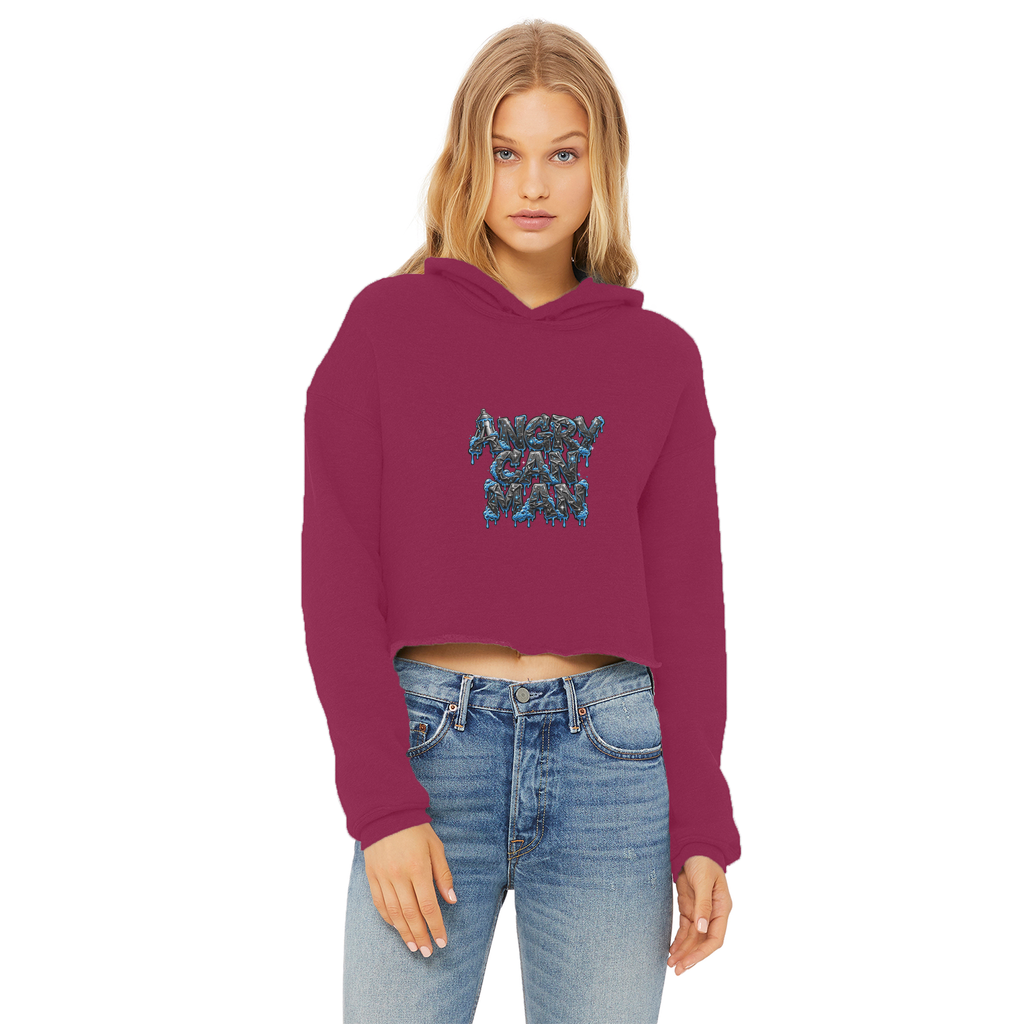 ANGRY CAN MAN 2.0 Ladies Cropped Raw Edge Hoodie