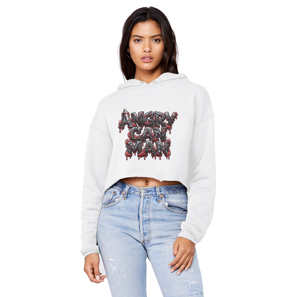 ANGRY CAN MAN 2.0 Cropped Raw Edge Boyfriend Hoodie
