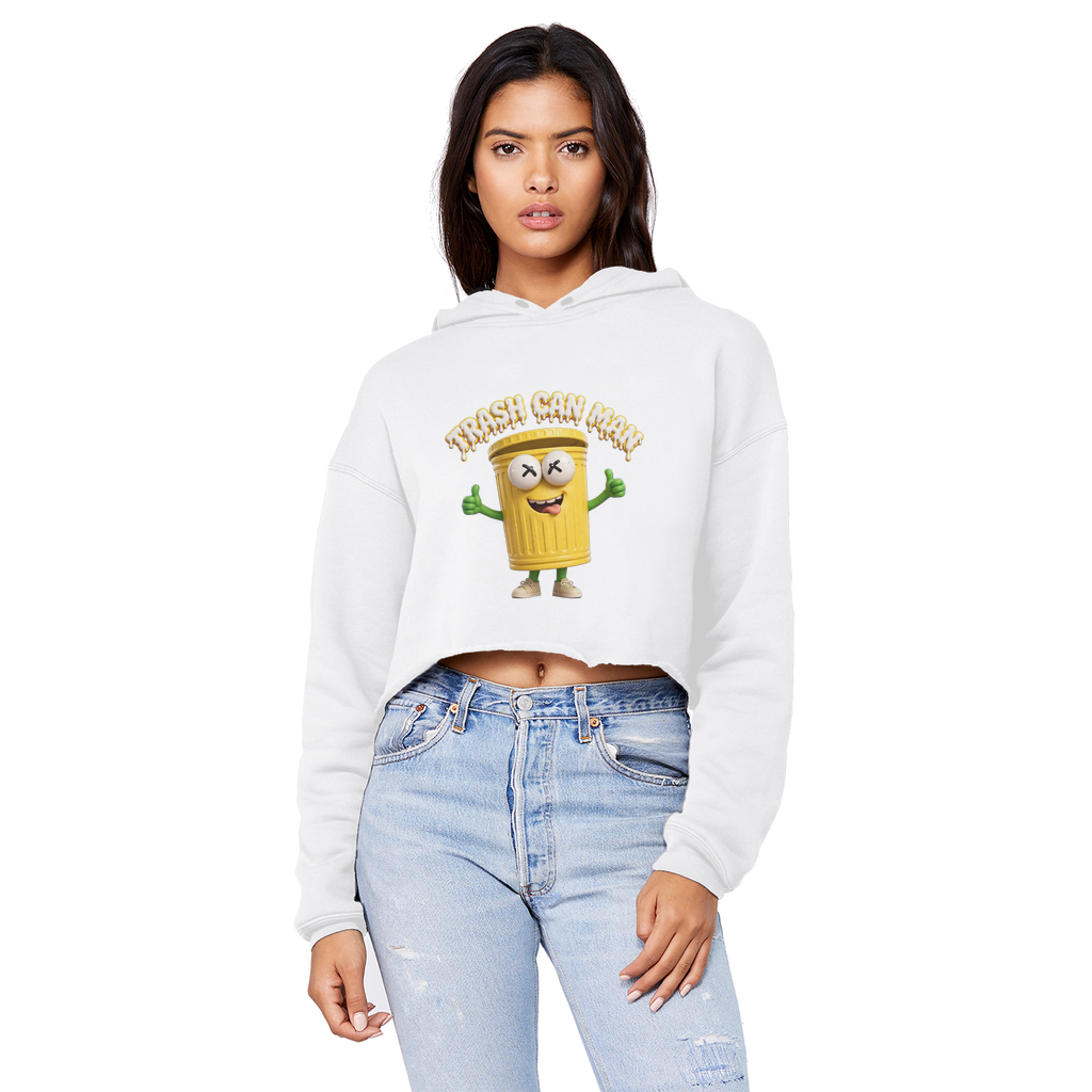 TRASH CAN MAN Cropped Raw Edge Boyfriend Hoodie