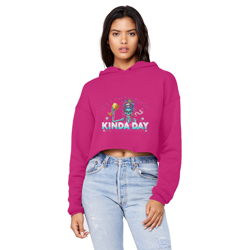 AOP Cropped Raw Edge Boyfriend Hoodie