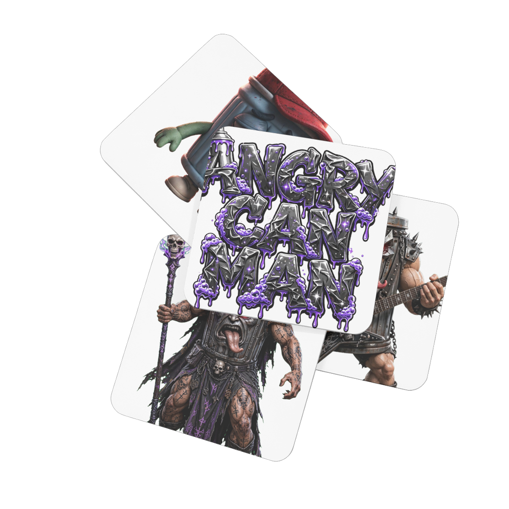 ANGRY CAN MAN 3.0 Hardboard Coaster Set of 4