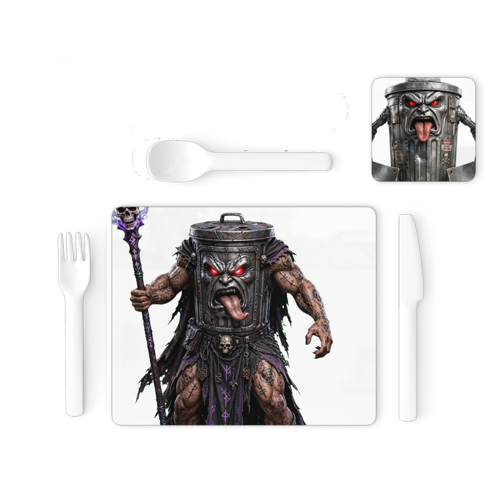 ANGRY CAN MAN 3.0 Single Placemat and Coaster Set