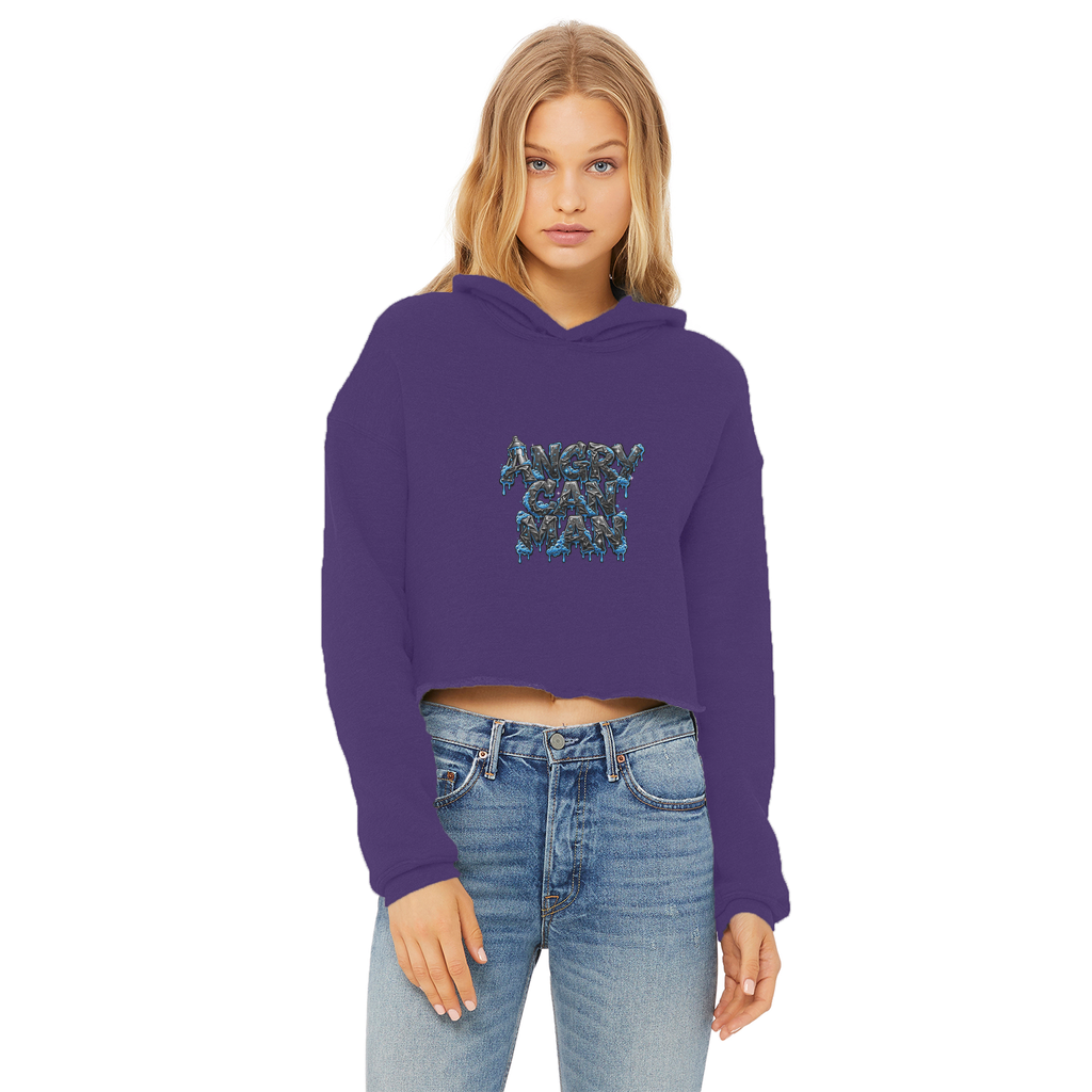 ANGRY CAN MAN 2.0 Ladies Cropped Raw Edge Hoodie