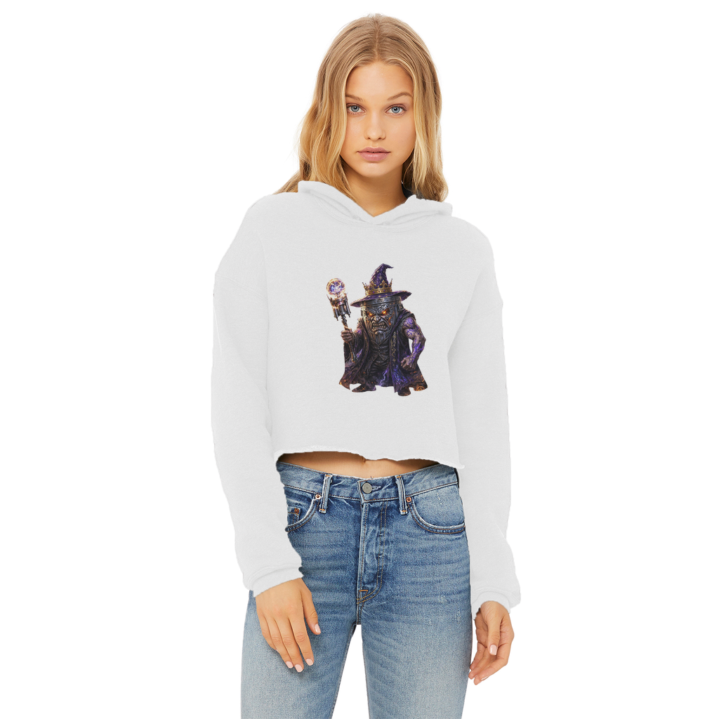 angry can man Ladies Cropped Raw Edge Hoodie