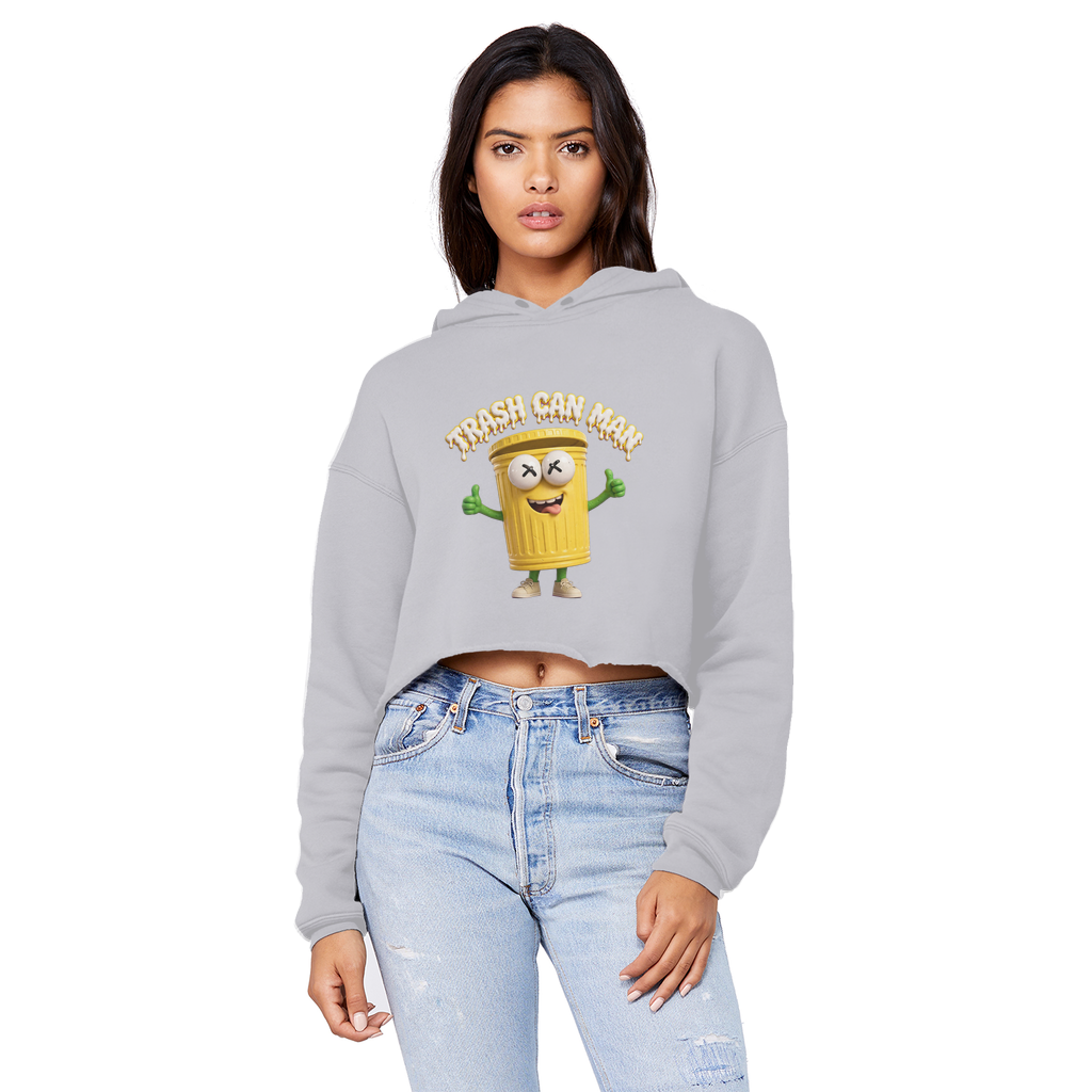 TRASH CAN MAN Cropped Raw Edge Boyfriend Hoodie