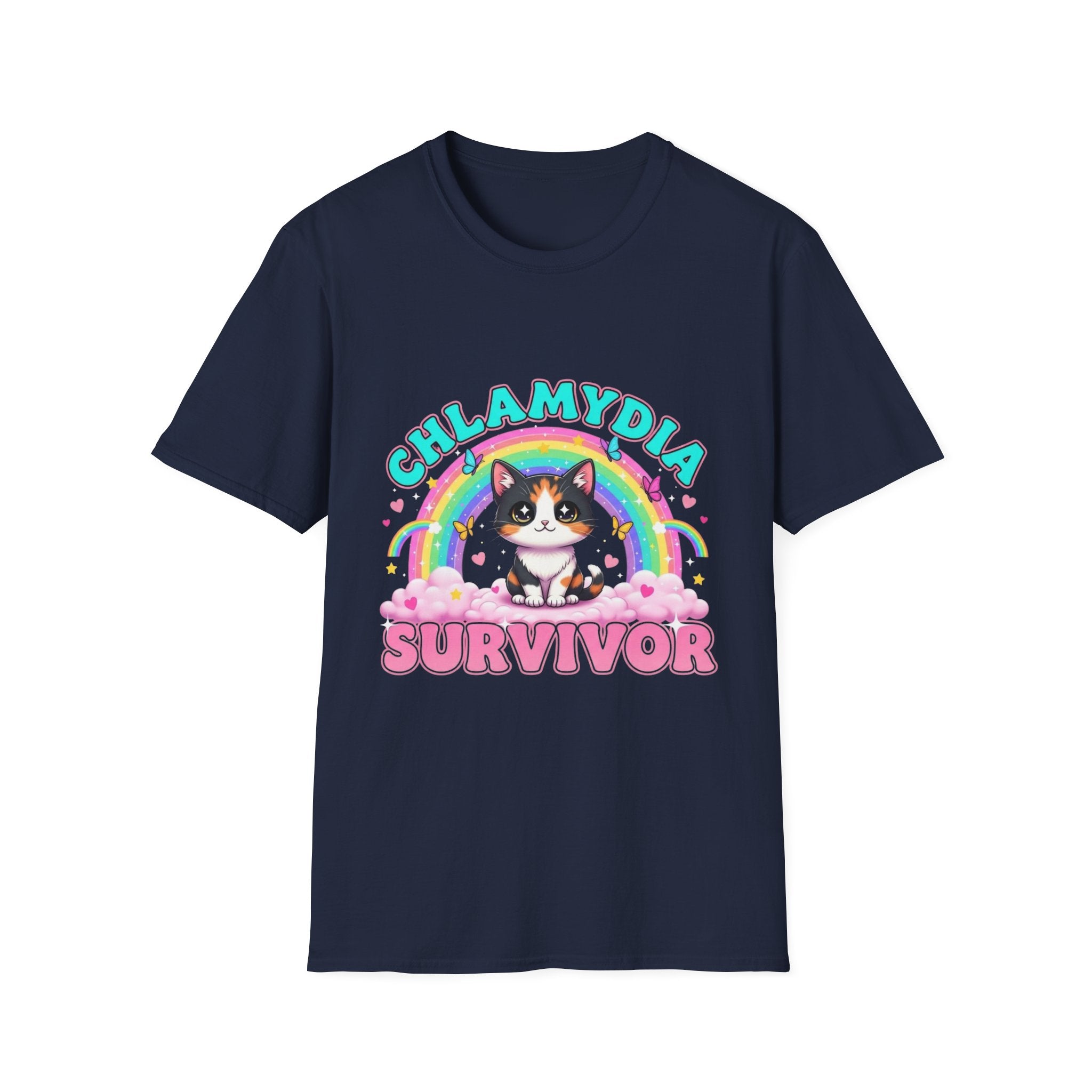 Chlamydia Survivor Cat T-Shirt — Cute Rainbow Calico Tee