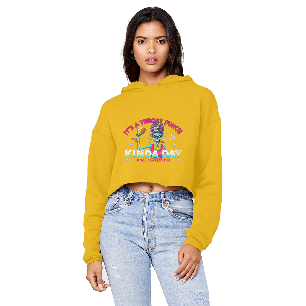 AOP Cropped Raw Edge Boyfriend Hoodie