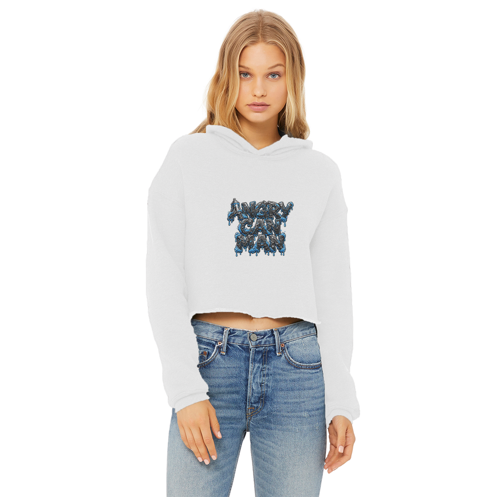 ANGRY CAN MAN 2.0 Ladies Cropped Raw Edge Hoodie