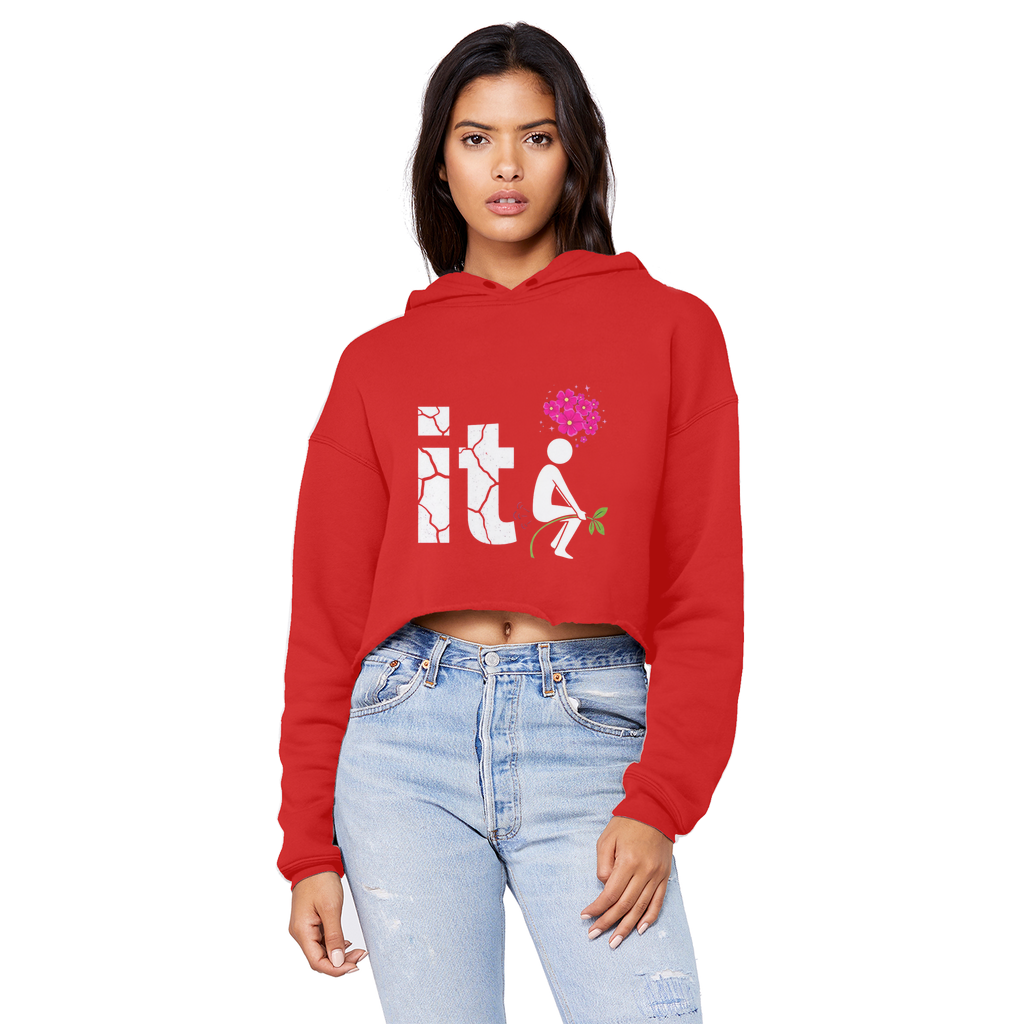 SARCASM 105 Cropped Raw Edge Boyfriend Hoodie