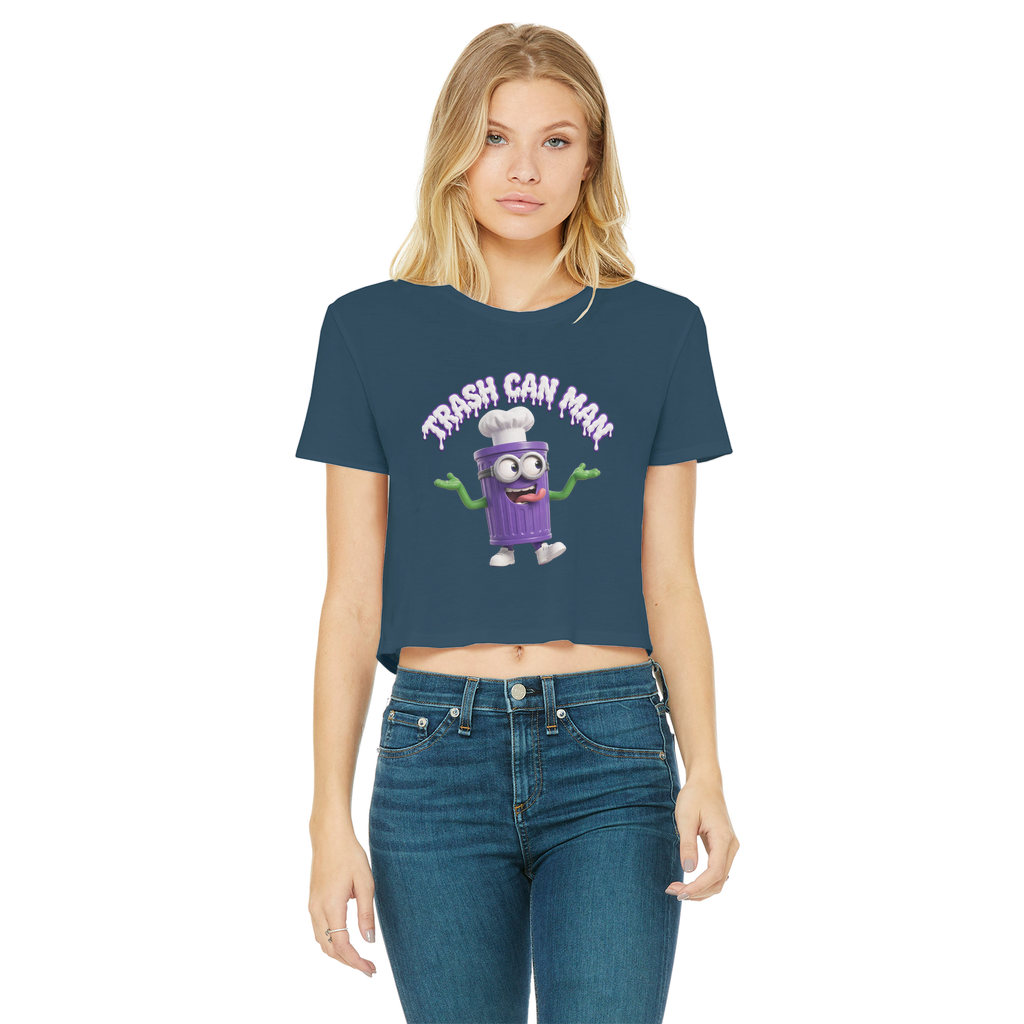 TRASH CAN MAN Classic Women's Cropped Raw Edge T-Shirt