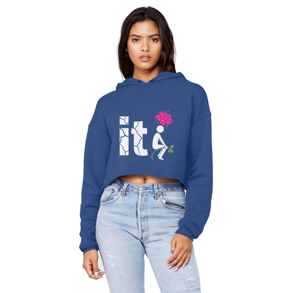 SARCASM 105 Cropped Raw Edge Boyfriend Hoodie