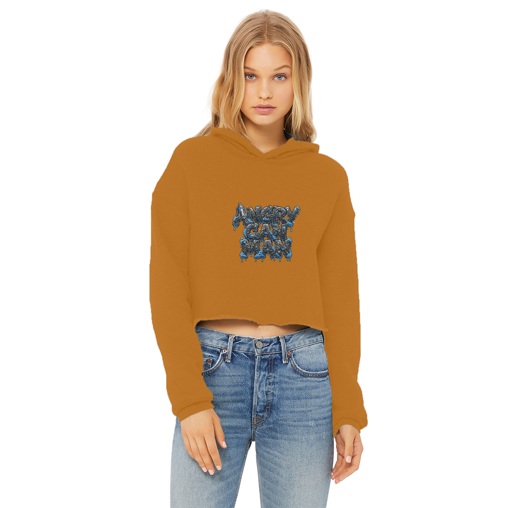 ANGRY CAN MAN 2.0 Ladies Cropped Raw Edge Hoodie