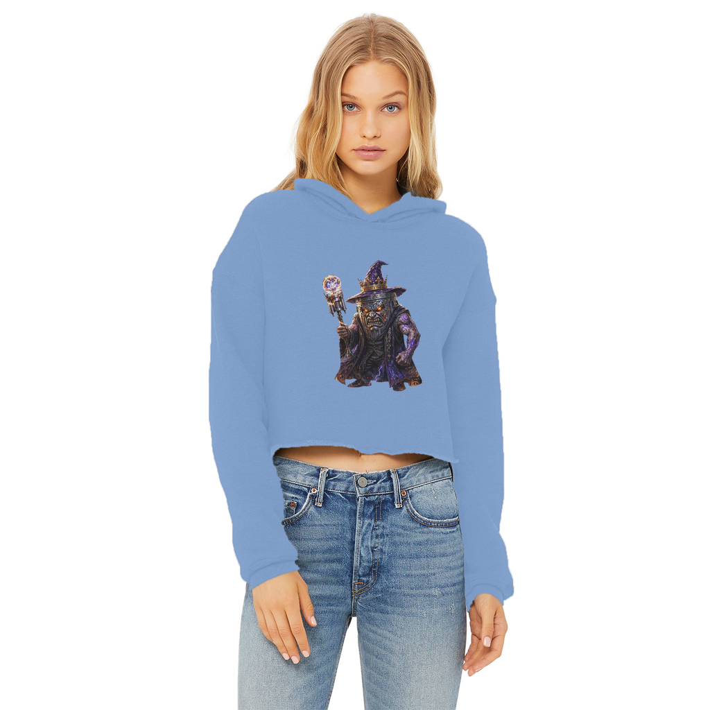 angry can man Ladies Cropped Raw Edge Hoodie