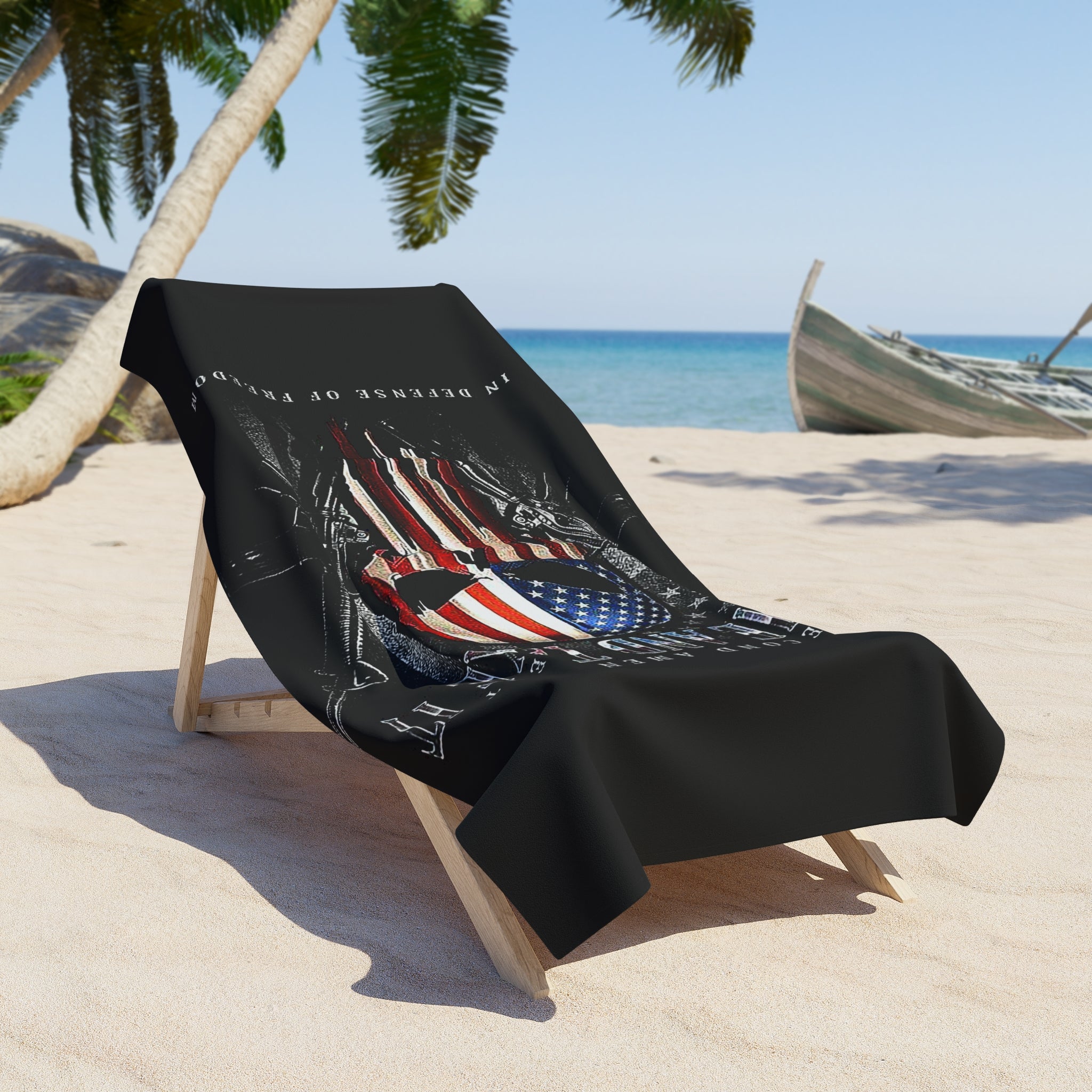 Patriotic Punisher Skull Beach Towel – "Come and Take It" 2nd Amendment Design