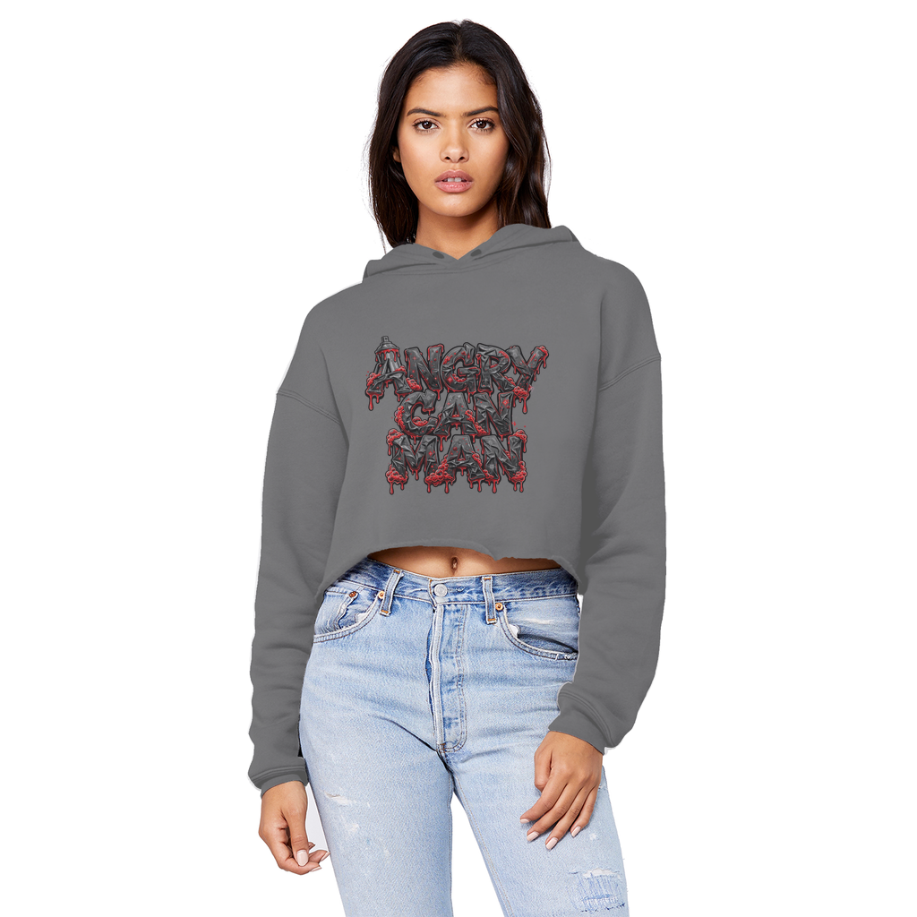ANGRY CAN MAN 2.0 Cropped Raw Edge Boyfriend Hoodie