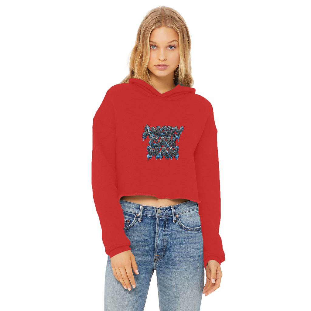 ANGRY CAN MAN 2.0 Ladies Cropped Raw Edge Hoodie