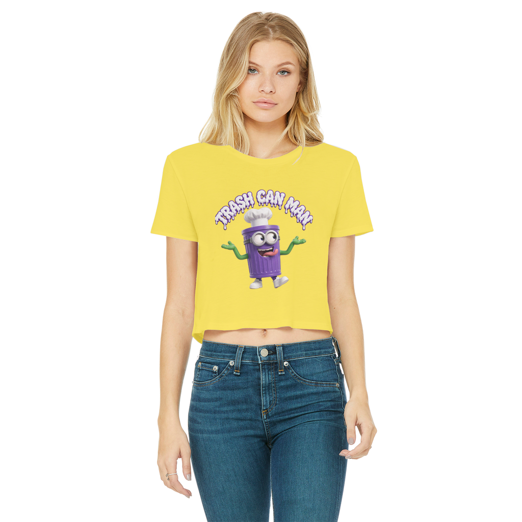 TRASH CAN MAN Classic Women's Cropped Raw Edge T-Shirt