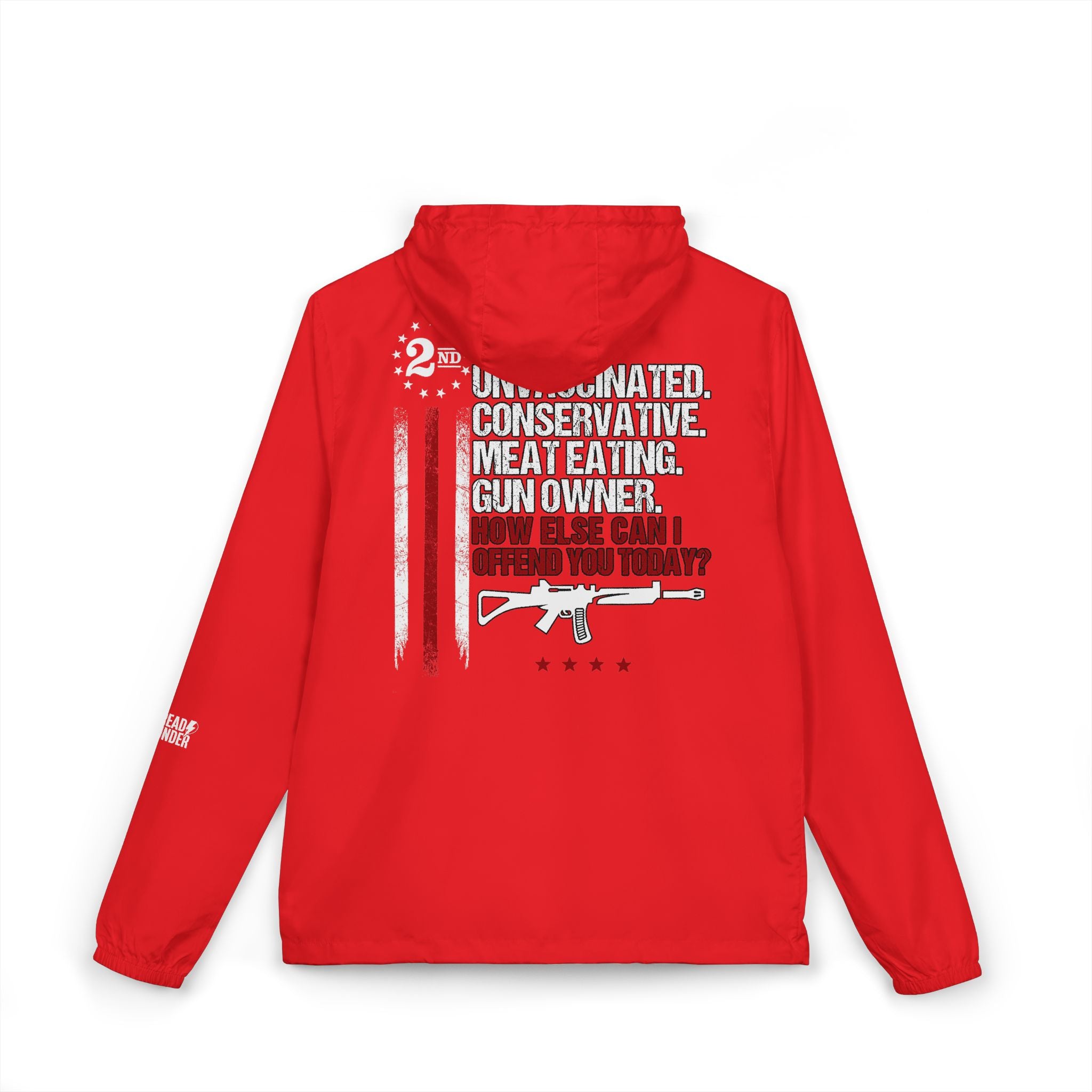 Windbreaker Jacket — '2nd Amendment: Unvaccinated Conservative' Patriotic Rifle Design