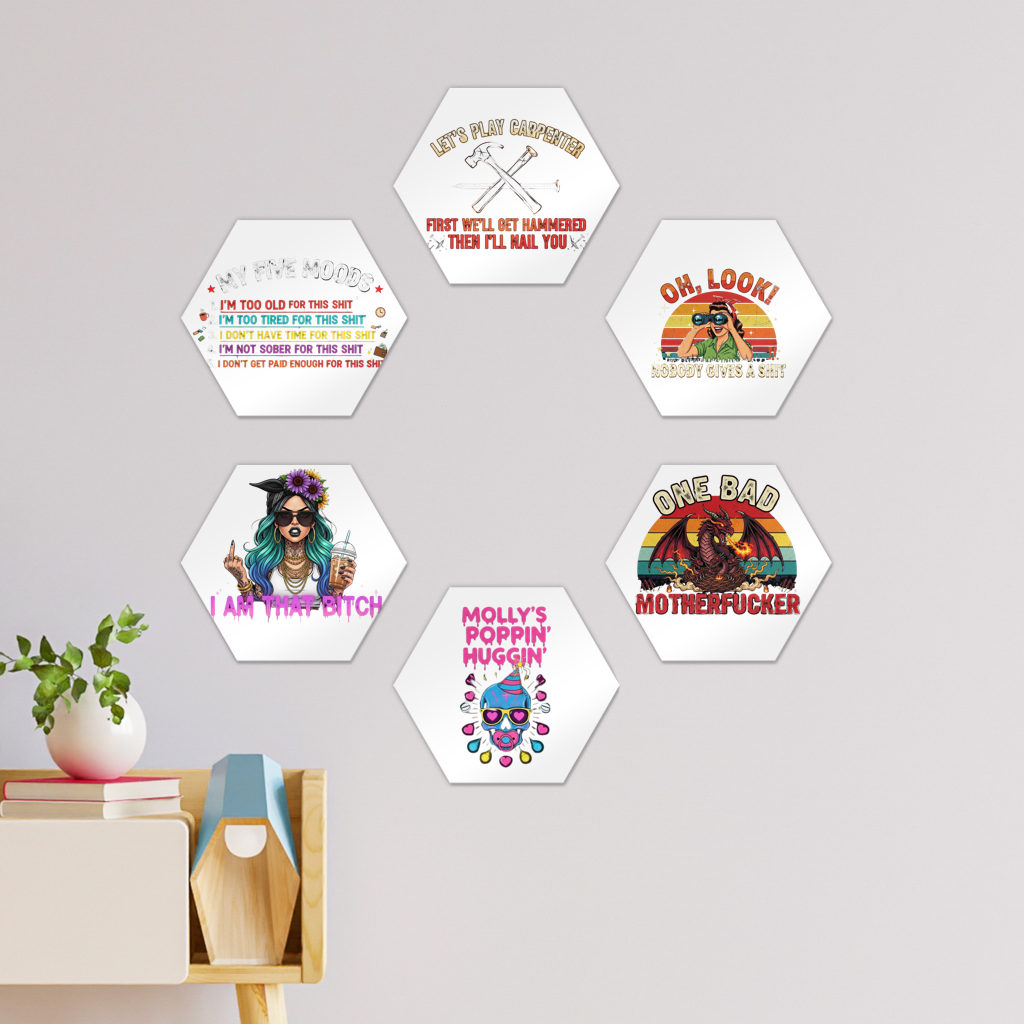 SARCASM 105 Hexagon Wall Tiles Set of 6
