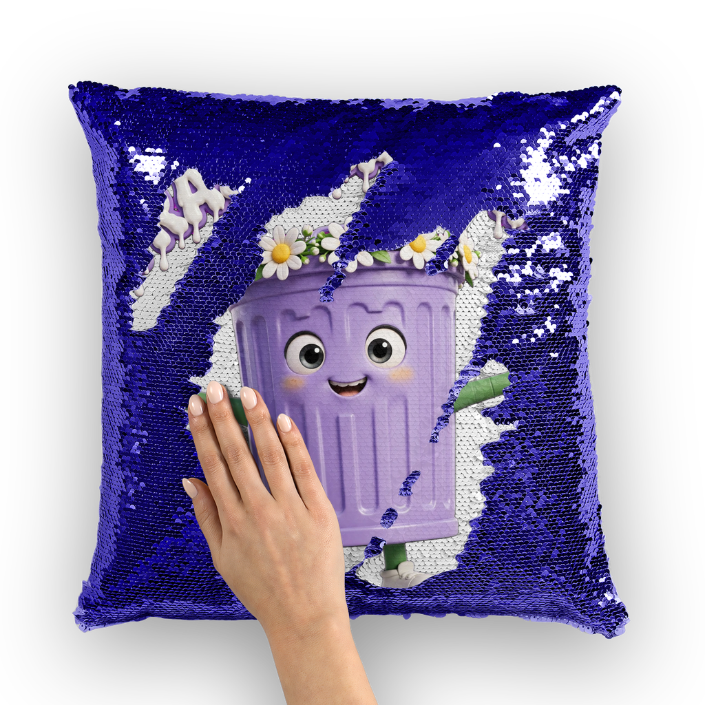 TRASH CAN MAN Sequin Cushion Cover
