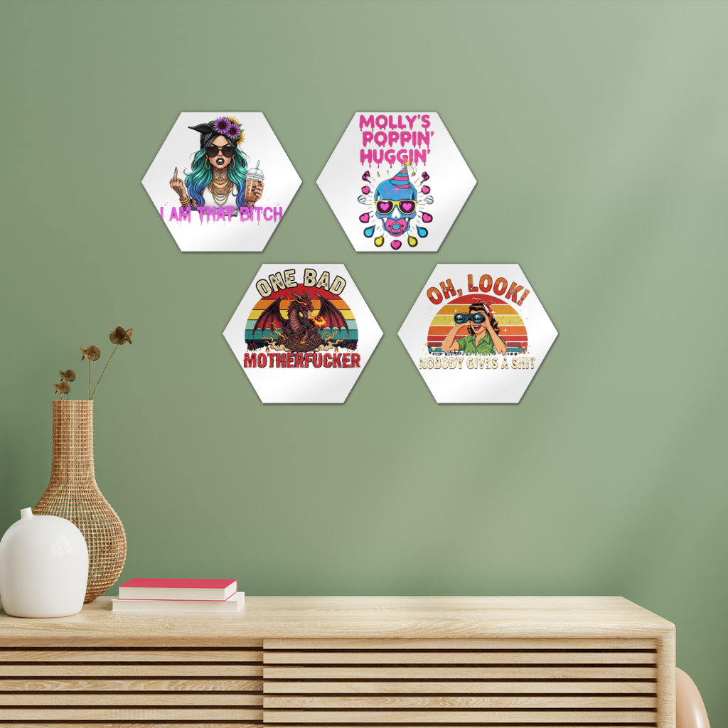 SARCASM 105 Hexagon Wall Tiles Set of 4