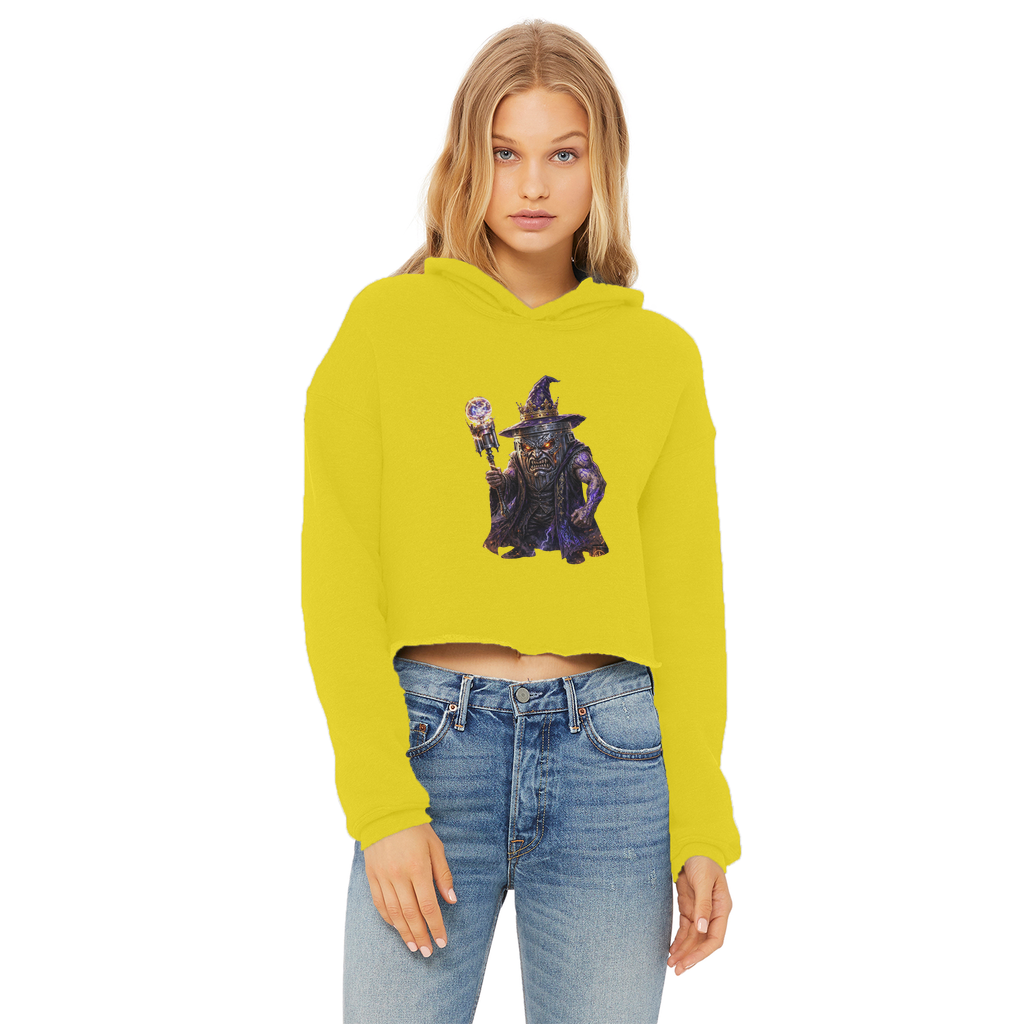 angry can man Ladies Cropped Raw Edge Hoodie