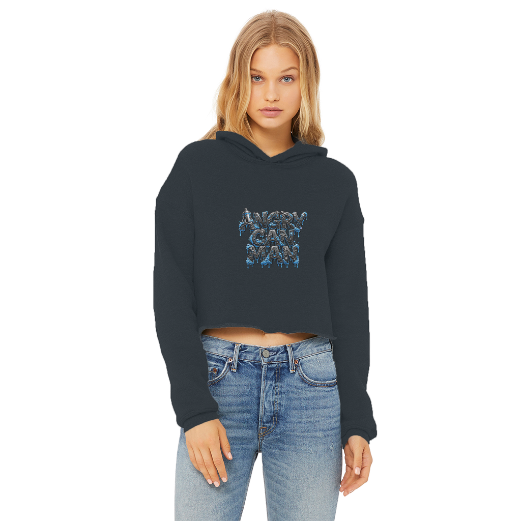 ANGRY CAN MAN 2.0 Ladies Cropped Raw Edge Hoodie