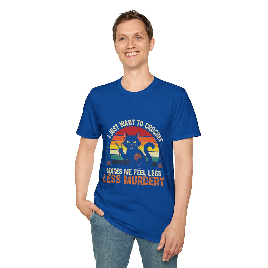 I Just Want to Crochet Black Cat T-Shirt — Funny Crochet Lover Tee
