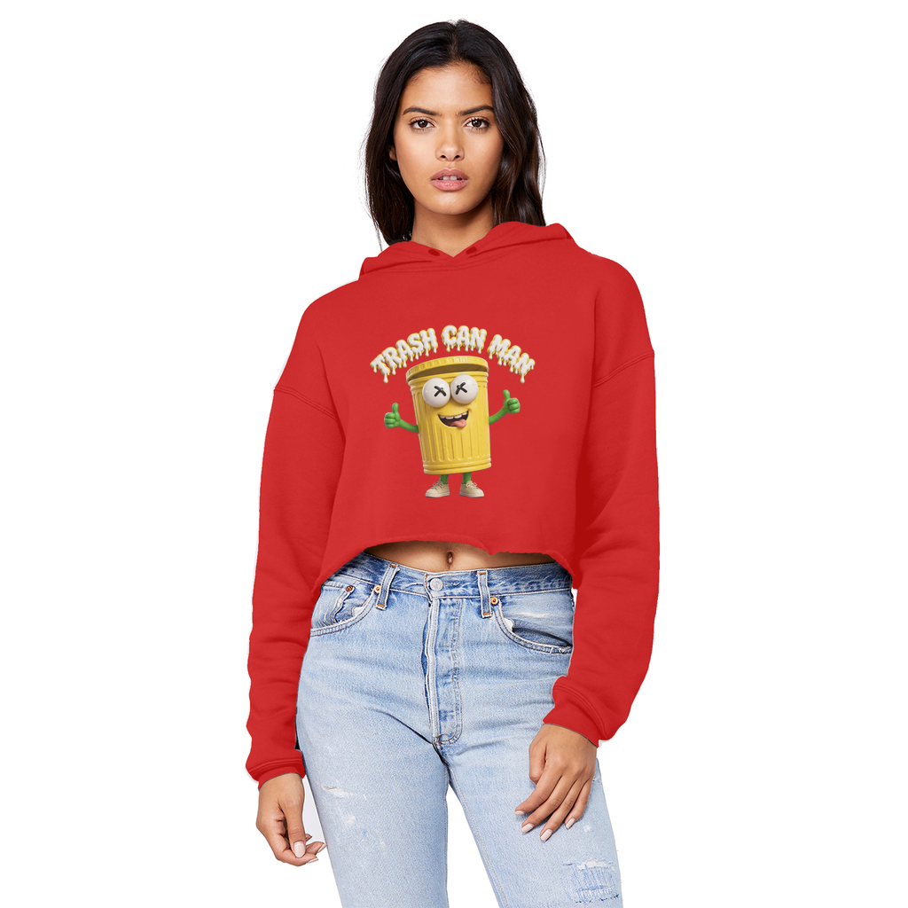 TRASH CAN MAN Cropped Raw Edge Boyfriend Hoodie