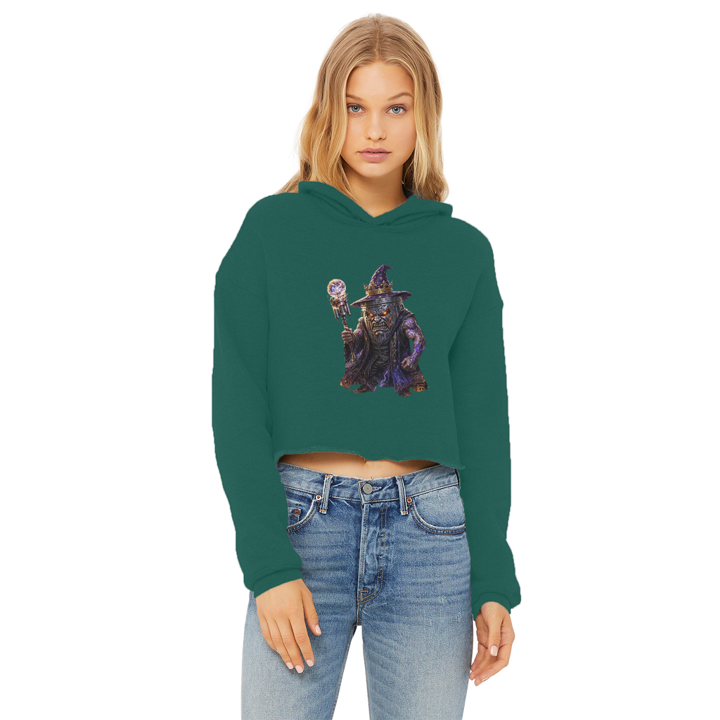 angry can man Ladies Cropped Raw Edge Hoodie