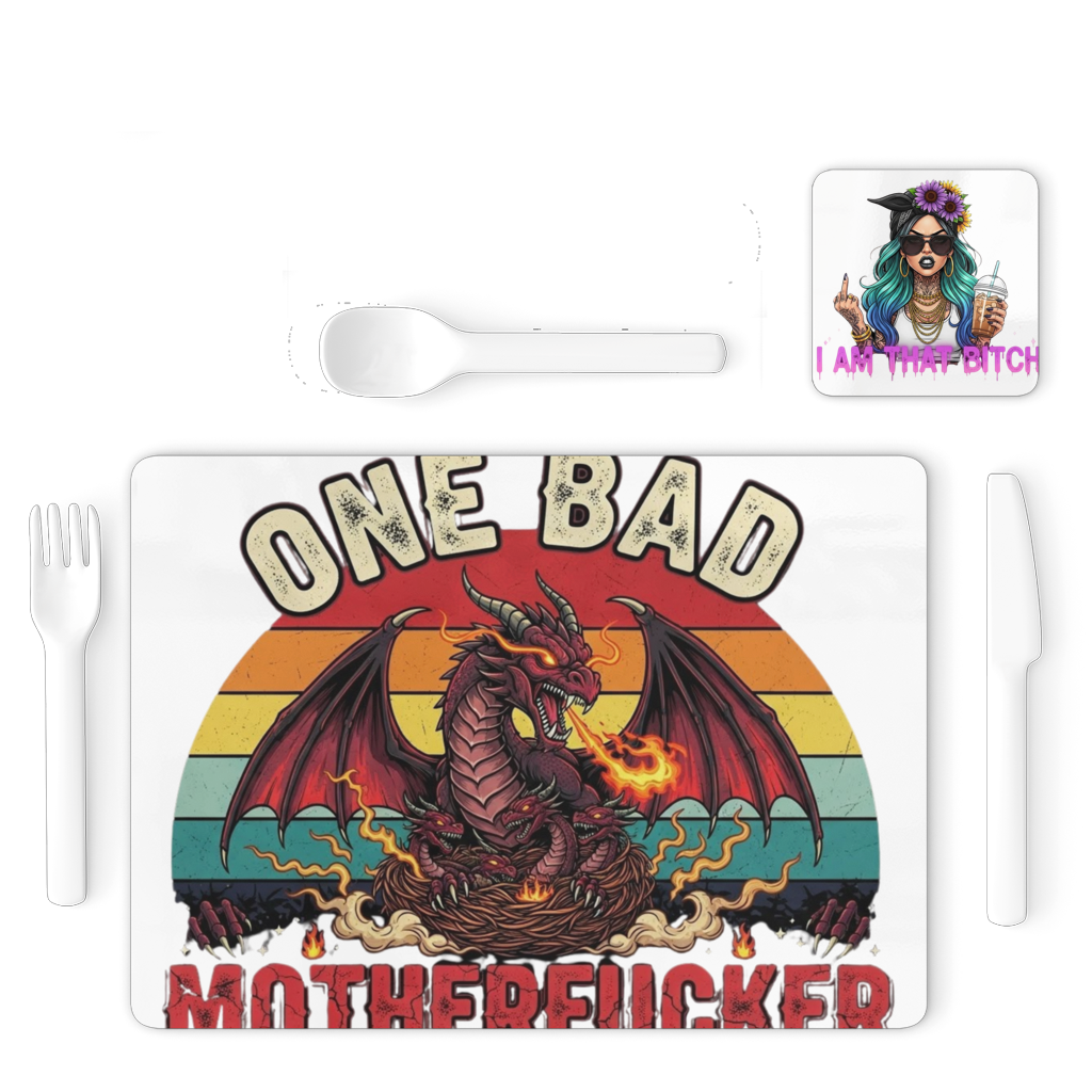 SARCASM 105 Single Placemat and Coaster Set