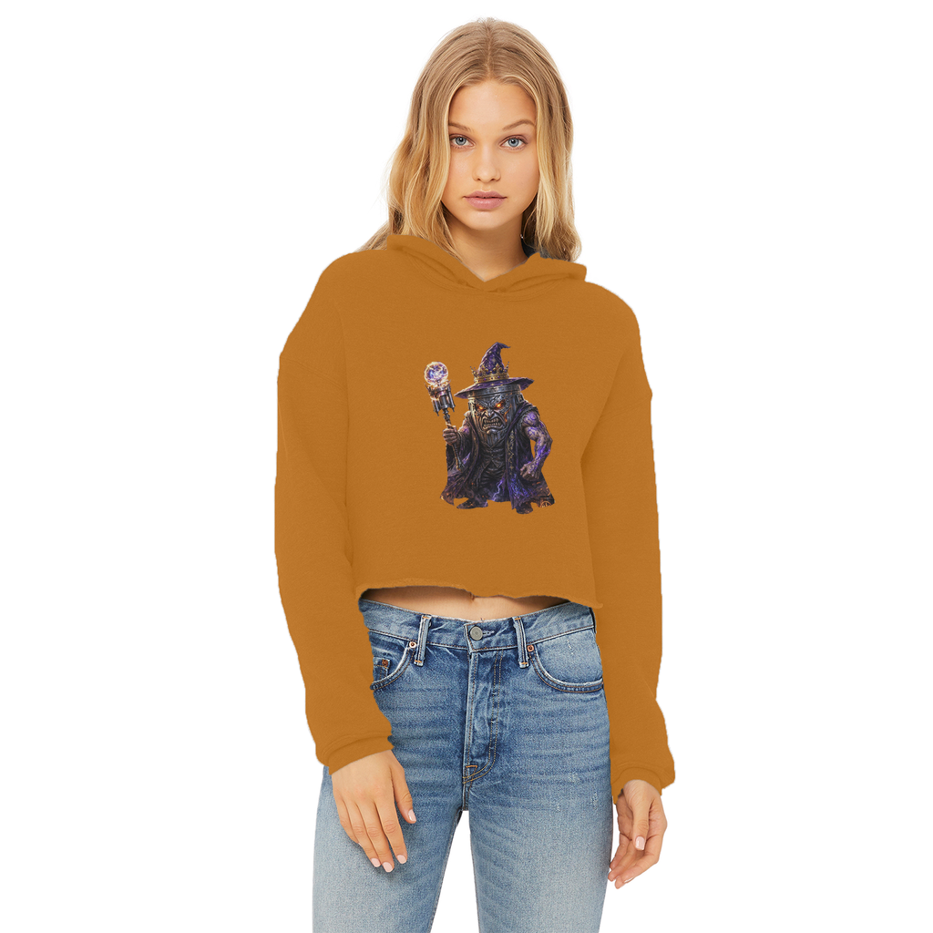 angry can man Ladies Cropped Raw Edge Hoodie